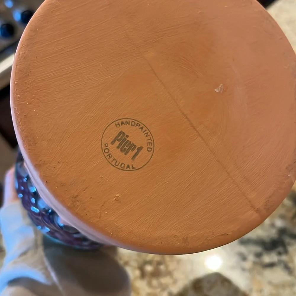 Pier 1 Vintage Hand Painted Clay Wine Chiller